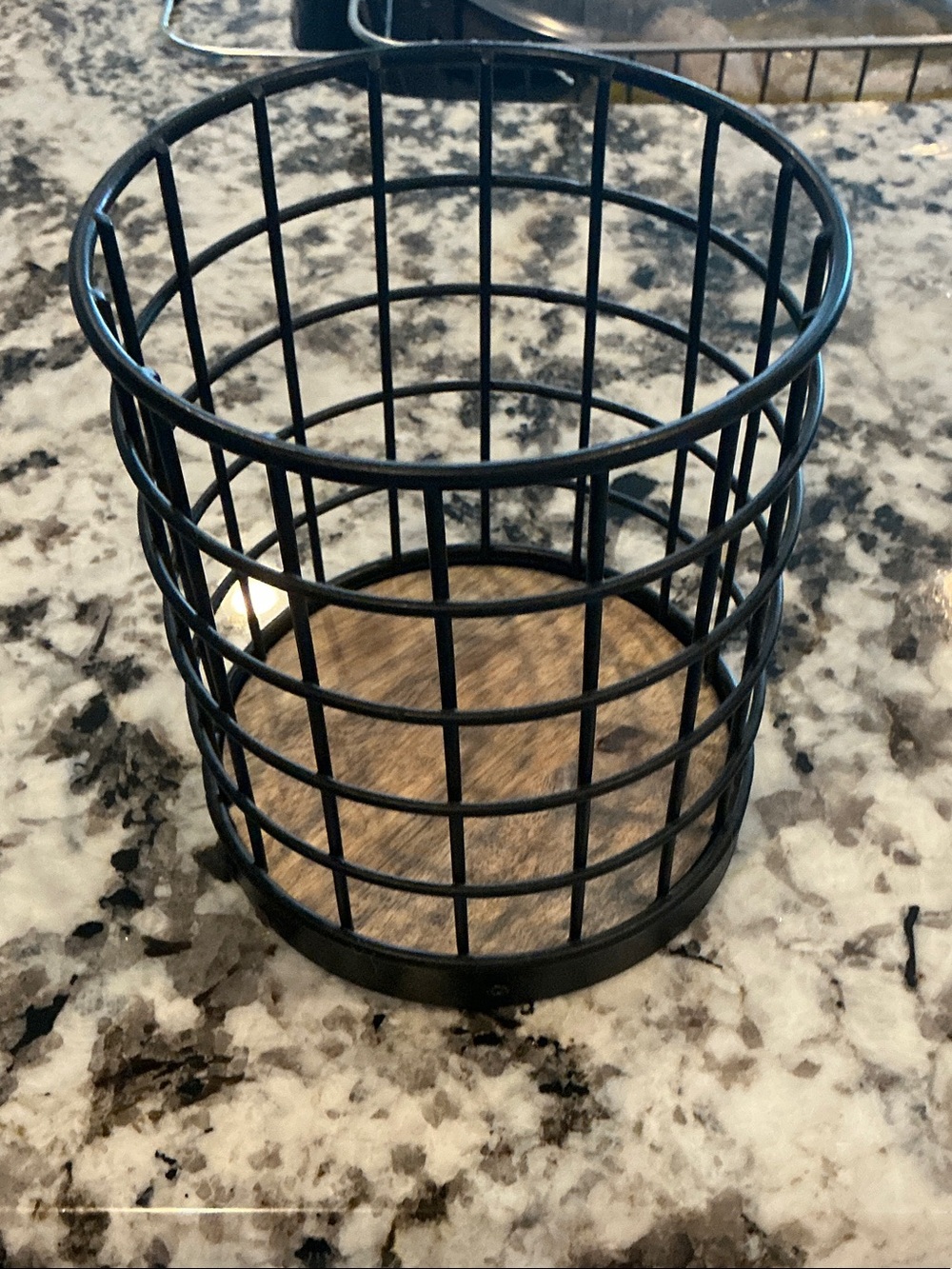 Threshold Black Metal Wire Utensil Holder with Wood Base